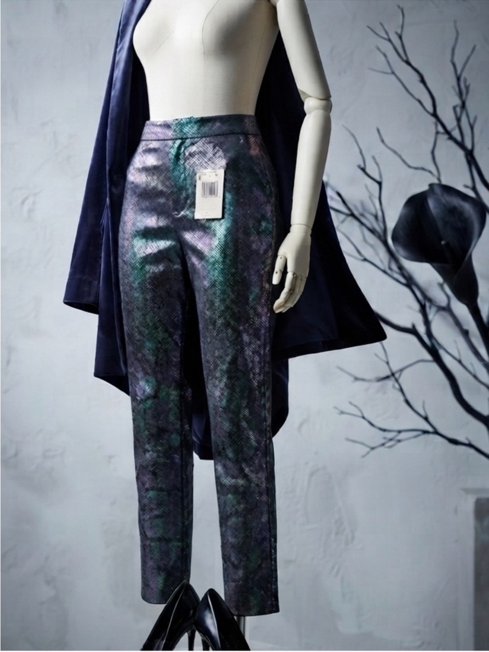 NWT Betsey Johnson New York
Multicolored Iridescent Snake
Print Boot Pants